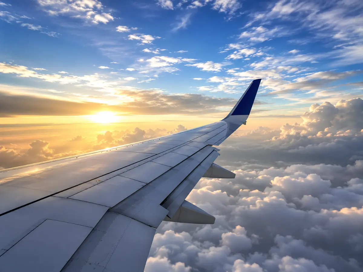 Aircraft wing with clouds