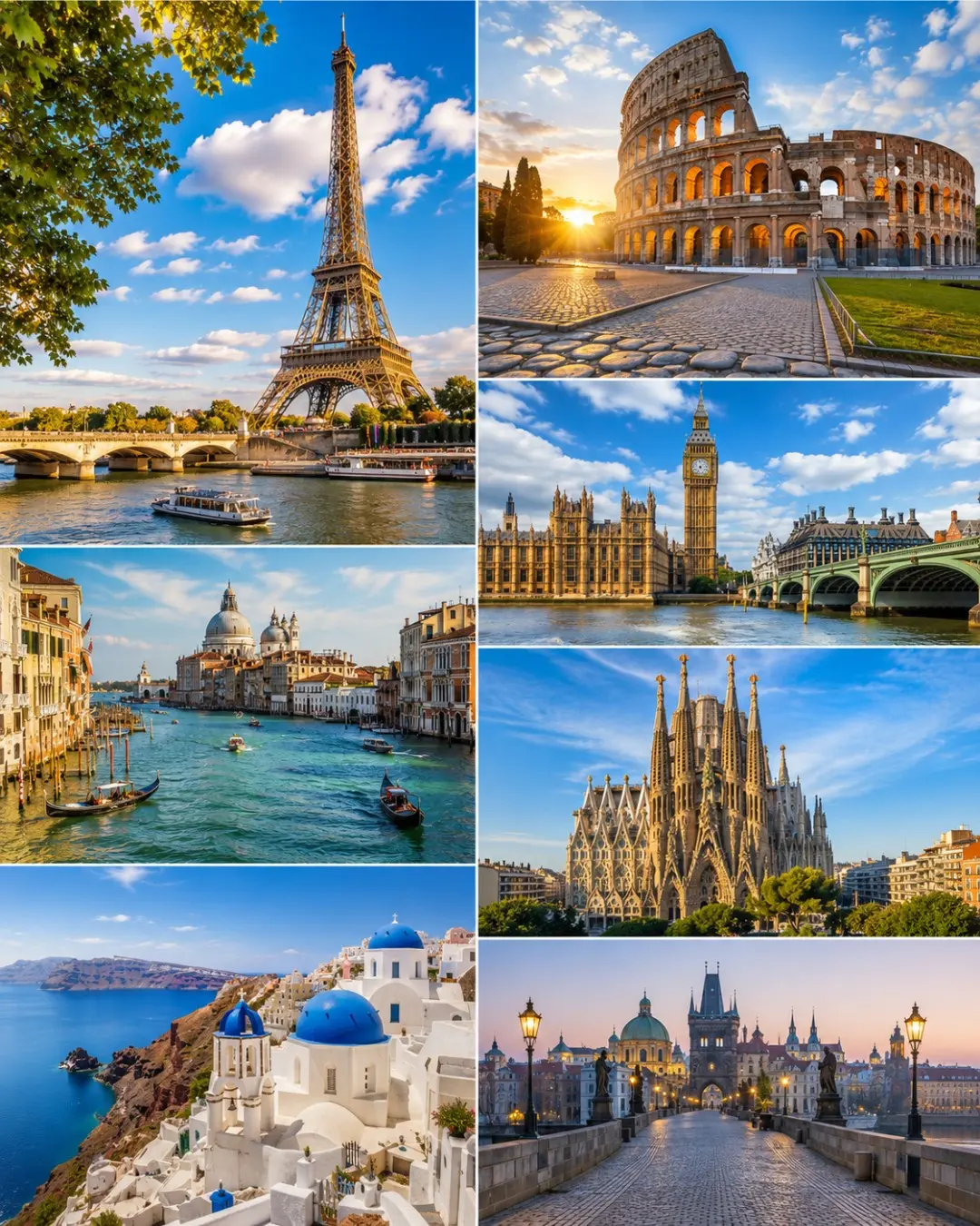 Europe landmarks and cities