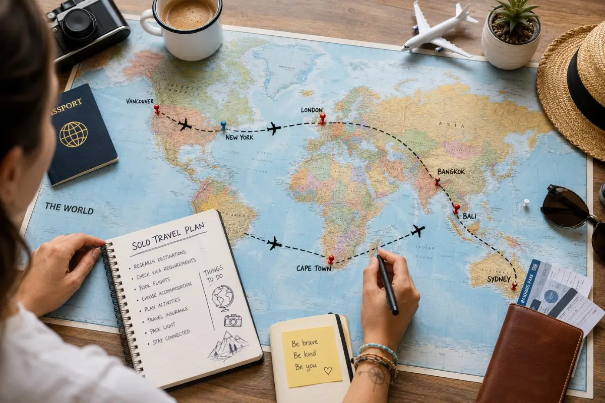 Planning solo travel route on map