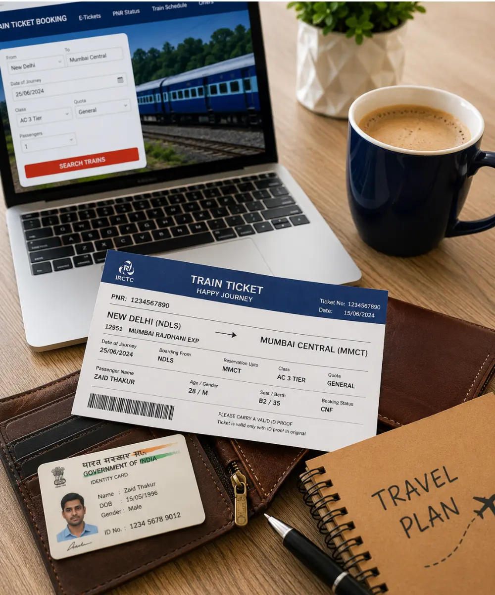 Train ticket and documents
